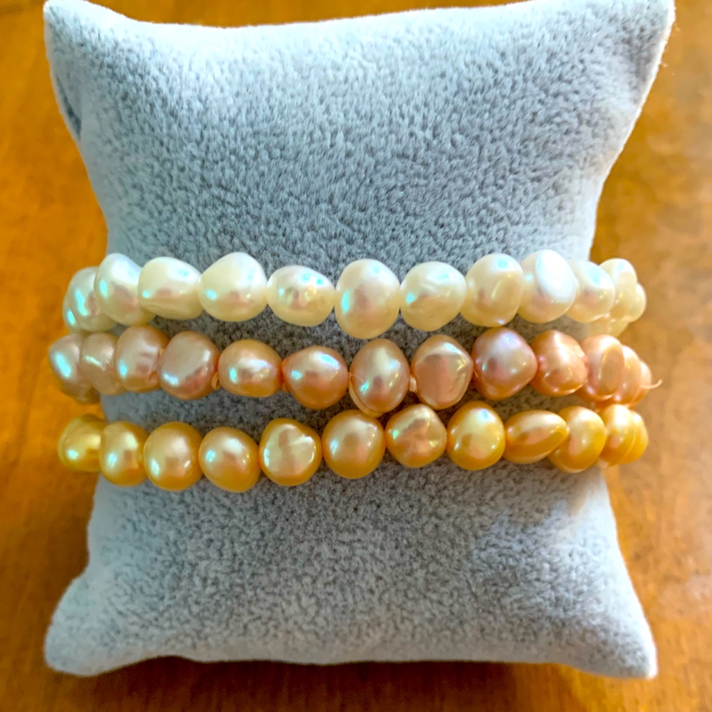 3 Pearl Beaded Stackable Bracelets